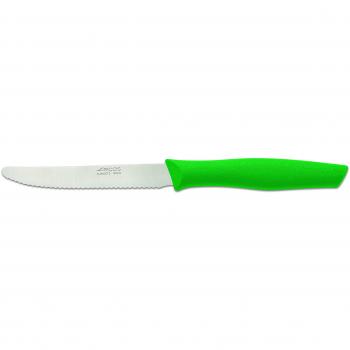 Arcos Serie Nova, Cuchillo Mesa, Hoja Serrada de Acero Inoxidable de 110 mm, Mango de Polipropileno Color Verde