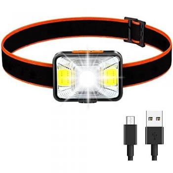 Linterna Frontal LED, 1800 Lux Lámpara de Cabeza Recargable Súper Brillante con 5 Modos de Luz Frontal USB IPX5 Ligero Impermeable para Pesca, Camping, Lectura, Senderismo, Ciclismo, Caza