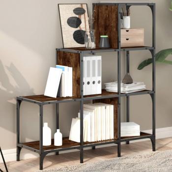 Estantería Librería Roble Humo 92x30x102 cm Multicapa Madera y Metal
