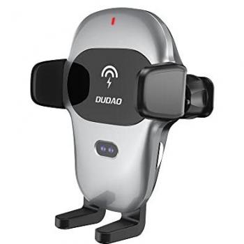 Soporte para coche con cargador inalámbrico Qi 15W gris