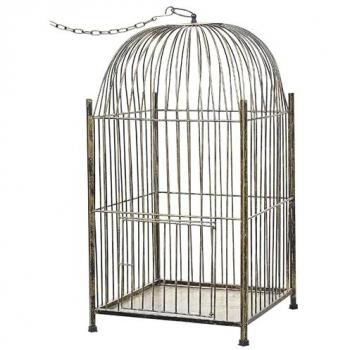 Linterna de metal dorado efecto envejecido en forma de jaula decorativa colgante 62 cm Comoras