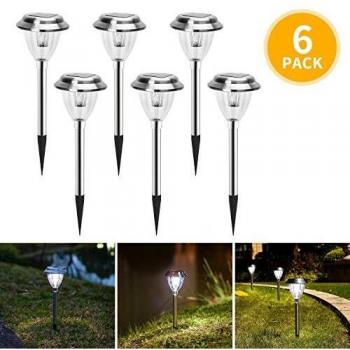 Baliza LED Solar 0,08W 40cm Luz Fría IP44 Acero Inoxidable (4 Piezas)