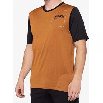 Camiseta de Manga Corta 100% Jersey MTB Ridecamp Naranja y Negra - XL