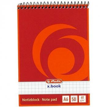 Bloc de notas espiral A6 Herlitz, 50 hojas cuadriculadas