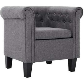 vidaXL Sillón con Cojín de Poliéster Gris Claro Asiento Sofá Silla Taburete Tumbona Banco Mueble Mobiliario Almohadón Almohada Cojinete