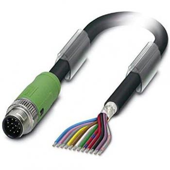 Conector M12 macho 12 polos para sensor o actuador, cable de conexión de 3m sin terminación
