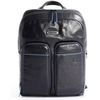 Piquadro Blue Square Revamp Backpack RFID Leather 42 cm Laptop Compartment Blue