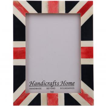 Unión Jack recuerdos marco de fotos decorativo hecho a mano Naturals hueso marcos de bandera de Reino Unido foto tamaño 4 X 6 y 5 x 7 pulgadas, madera, multicolor, 5 x 7