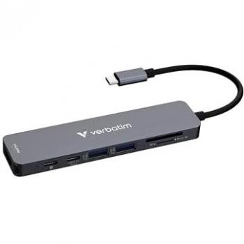 Verbatim 7-Port USB-C Multiport Hub with HDMI, SD/microSD Slots, and 100W Power Delivery