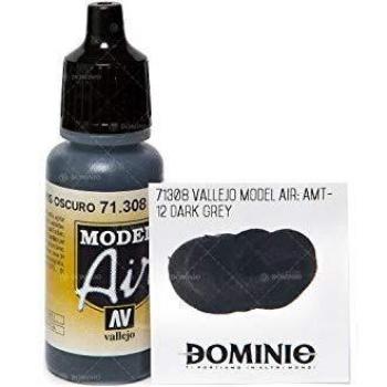 Pintura acrílica color gris oscuro 12 AV Vallejo Model Air de 17 ml, AMT