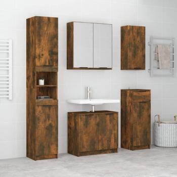 Set de muebles de baño 5 piezas madera roble ahumado