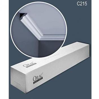 Caja Completa de 48 Metros de Cornisas Orac Decor C215 Luxxus, 24 Piezas, Blanco y Pretratado