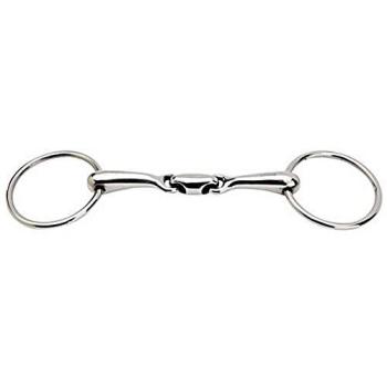Horka doble articulado sueltos anillo bridón SS 14 mm, metalizado, 13 cm