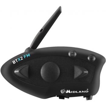 MIDLAND BTX2 Twin Intercomunicador Inalambrico Bluetooth entre 4 pilotos, 800m, A2DP, Manos Libres, FM Radio, Intercom Impermeable Motocicleta Headset para moto