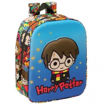 Mochila Guardería Harry Potter 3D Adaptable a Carro 22x27x10cm Diseño Exclusivo, Resistente y Cómoda para Niños