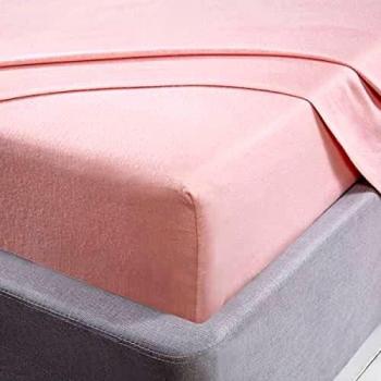 Sleepdown Sábana encimera 100% algodón Cepillado Franela Ropa de Cama de Lujo Suave y acogedora Ropa de Cama - Rosa Rubor - Individual