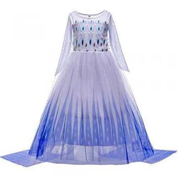 O.AMBW Elsa Disfraz niña Princesa Vestido Nieve Reina 2 Vestir Halloween Navidad Carnaval Fiesta cumpleaños Mascarada película Cosplay Disfraz Blanco Sobredimensionado Capa Vestido de Noche 3-10 años