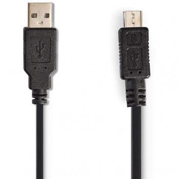 Cable USB 2.0 Espiral A Macho - Micro-B Macho 2,0 m Negro