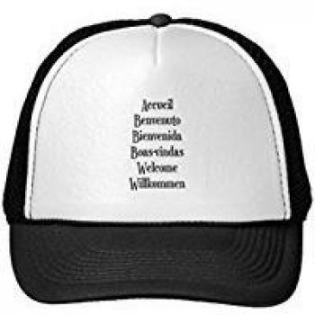 Funny Welcome Multilingual T-Shirt Womens Mens White Trucker Hat