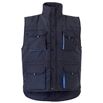 Chaleco industrial acolchado bicolor multibolsillos Velilla - Azul Navy/Celeste - Talla S