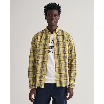 Camisa de hombre popelín estampado cuadros amarillo Gant - Regular Fit