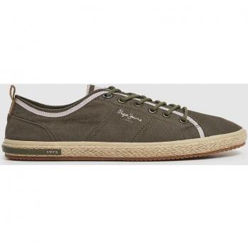 Pepe Jeans Men's Samoa Smart Sneakers with Jute Details - Khaki Green