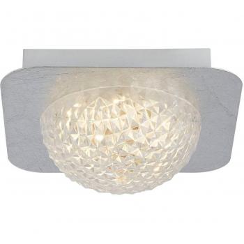 Plafón LED Celestia Acero Claro 1 bombilla 7,7cm, Lámpara de techo cuadrada de policarbonato transparente, potencia 6,5 W, temperatura de color 3000K, diseño