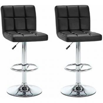 vidaXL 2X Sillas Altas de Bar Cuero Sintético Negro Taburete Comedor Cocina