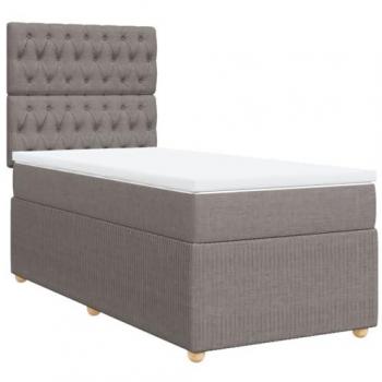 Estructura de cama box spring con colchón de muelles 80x200 cm en tela gris taupe Tortorora