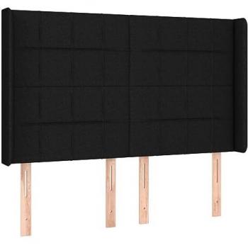 Cabecero con LED de tela negro 147x16x118/128 cm