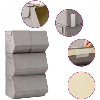 Juego de cajas de almacenaje apilables 4 uds tela gris