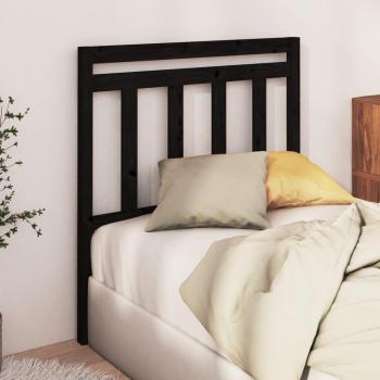 Cabecero de cama negro 106x4x100 cm madera maciza de pino