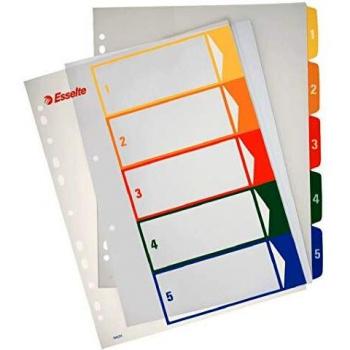 Esselte Índices Proyectos Imprimibles, Tamaño A4 maxi, 5 pestañas, Multicolor, 100211