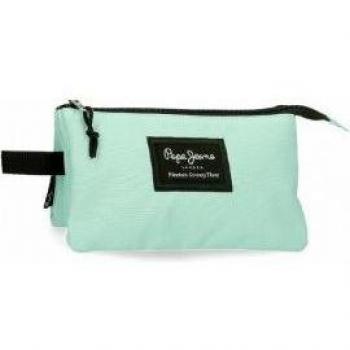 Estuche Pepe Jeans Aris Colorful Turquesa Tres Compartimentos - 22x12x5cm