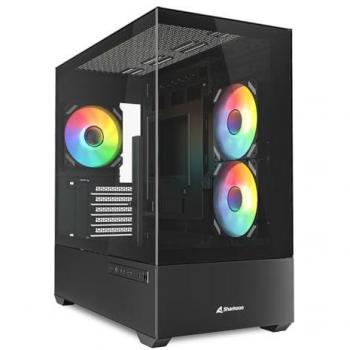 Torres de PC Sharkoon MK6 RGB Midi Tower - Blanco y Negro, soporte para Mini ITX y mATX