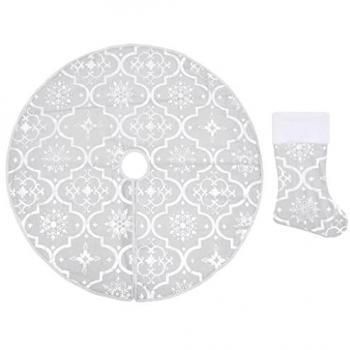 vidaXL Luxury Christmas Tree Skirt with Sock White 90 cm Fabric