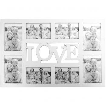 SuperStudio LO+DEMODA Portafotos Colgante, diseño Love, para 8 Fotos, PVC y Cuerda, 0.9x52x34 cm