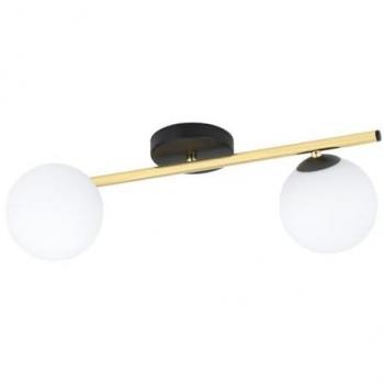 Lámpara de Techo Splendi EPIKASA, Acero con recubrimiento en polvo y Vidrio, Color Negro, Oro y Blanco, Dimensiones 55x20x29 cm