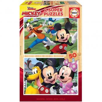Puzzle Mickey and Friends de Disney en Madera, 2 Sets de 50 Piezas