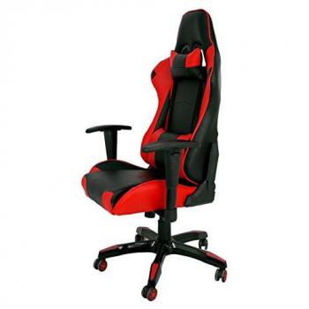Silla Gaming Imitación Piel Color Negro/Rojo con Reposabrazos, dimensiones 51x48x130 cm