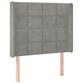 Cabecero con LED de terciopelo gris claro 103x16x118/128 cm
