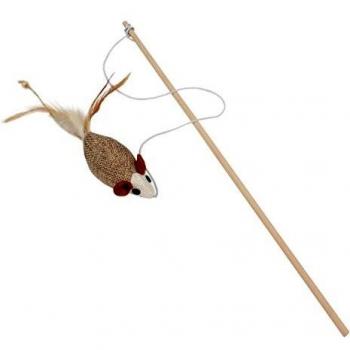 Varita de Madera con Ratón para Gatos, Gama Natural, 40 cm