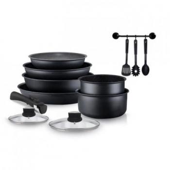 Batería de Cocina Arthur Martin AM268B 12 Piezas - con mango desmontable, apta para todos los fuegos excepto inducción