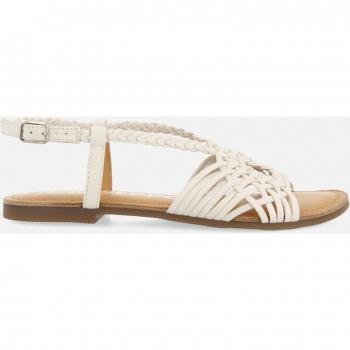 Sandalias planas de mujer de piel trenzadas con cierre ajustable al tobillo en color blanco de la marca Gioseppo