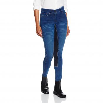 Hkm 3078 Summer Denim - Pantalones de equitación para niña y Mujer, 3/4, 128-46 72-84