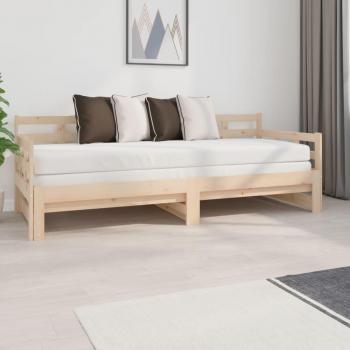 Sofá cama extraíble de madera maciza de pino 2x(80x200) cm marrón