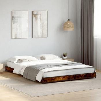 Cama solar de roble ahumado 140x200 cm madera de metal multicapa
