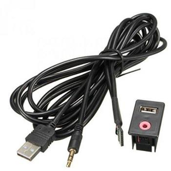 USB AUX Adaptador de Enchufe 3,5 mm Jack Cable de Extensión para Salpicadero del Coche