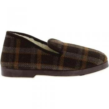 Zapatilla Hombre Victoria Wamba Modelo 0301, Pantuflas Wamba Borreguito 200301 Marrón, Talla 40 EU, Confortable Cuadros H/Recta