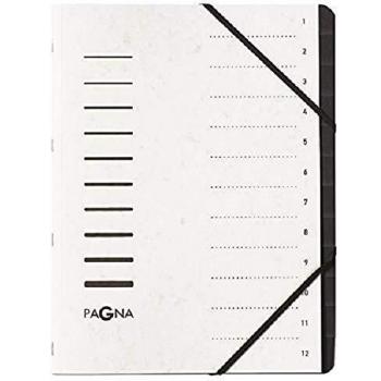 Carpeta PAGNA, archivador clasificador, 12 compartimentos, blanco